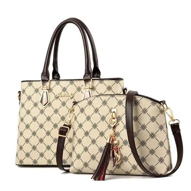 New Luxury Leather Bags Set 2 Pcs Handbag For Women And Girls Stylish Shoulder Gift Bag For Females - Overture Gifts