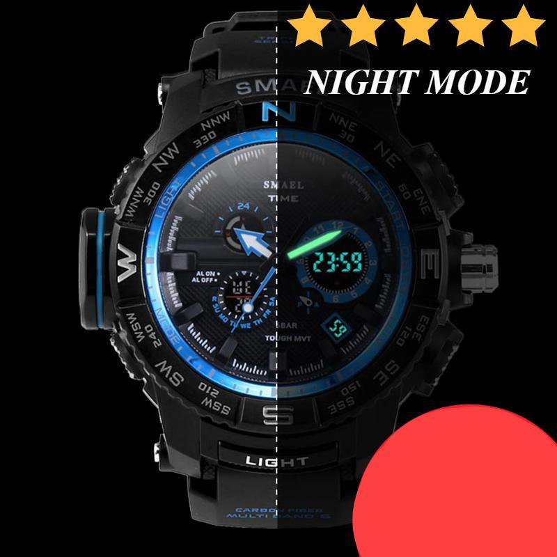 New Luxury Sport Watch With Dual Display LED Digital Analog Electronic Quartz Display and Waterproof 30M protection - Overture Gifts