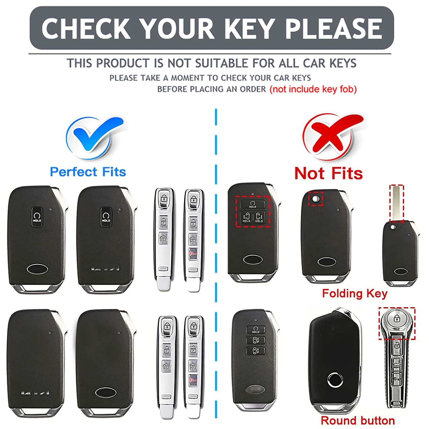 Kia Key Fob Cover - Soft TPU Leather Keychain Black Ceed Cerato