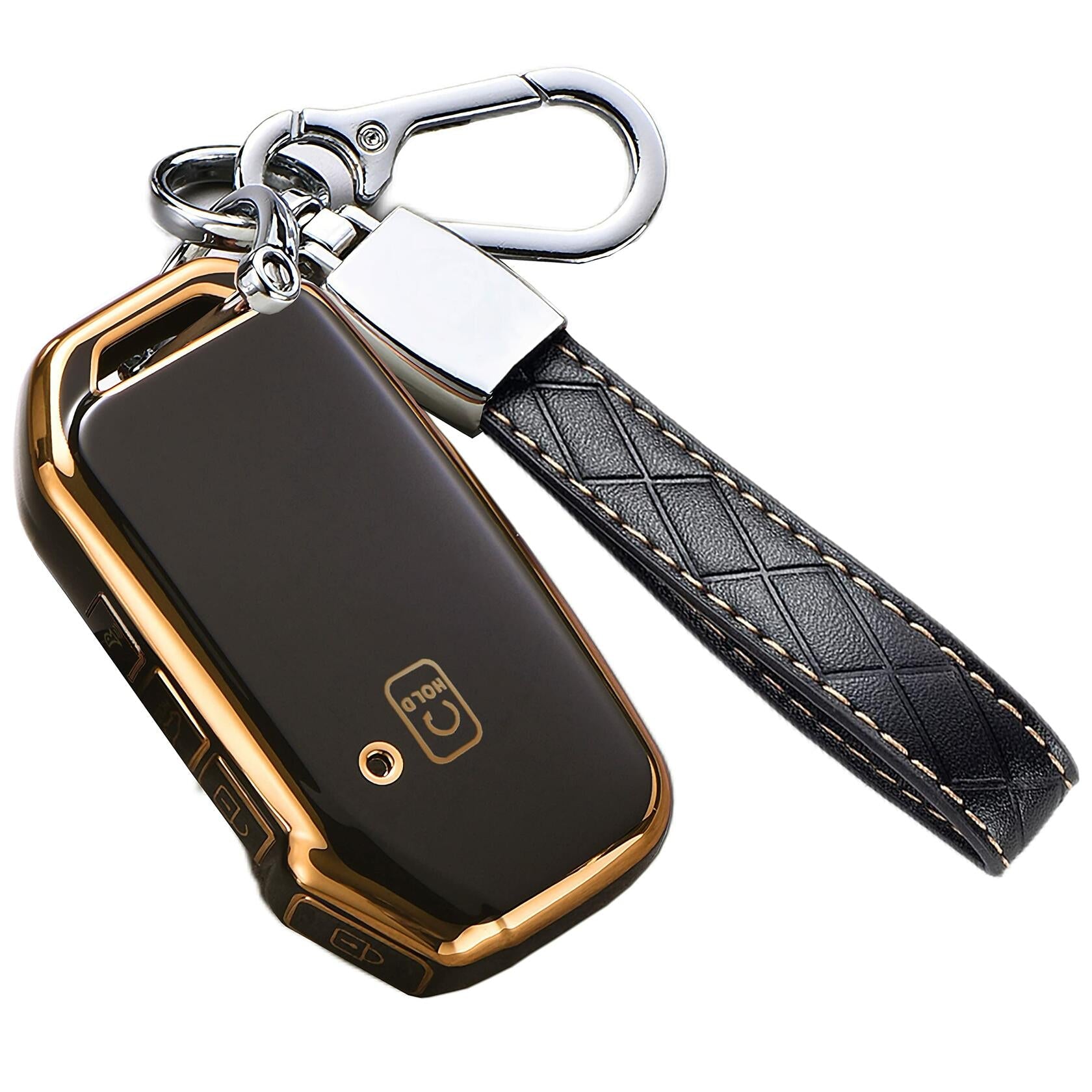 Kia Key Fob Cover - Soft TPU Leather Keychain Black Ceed Cerato