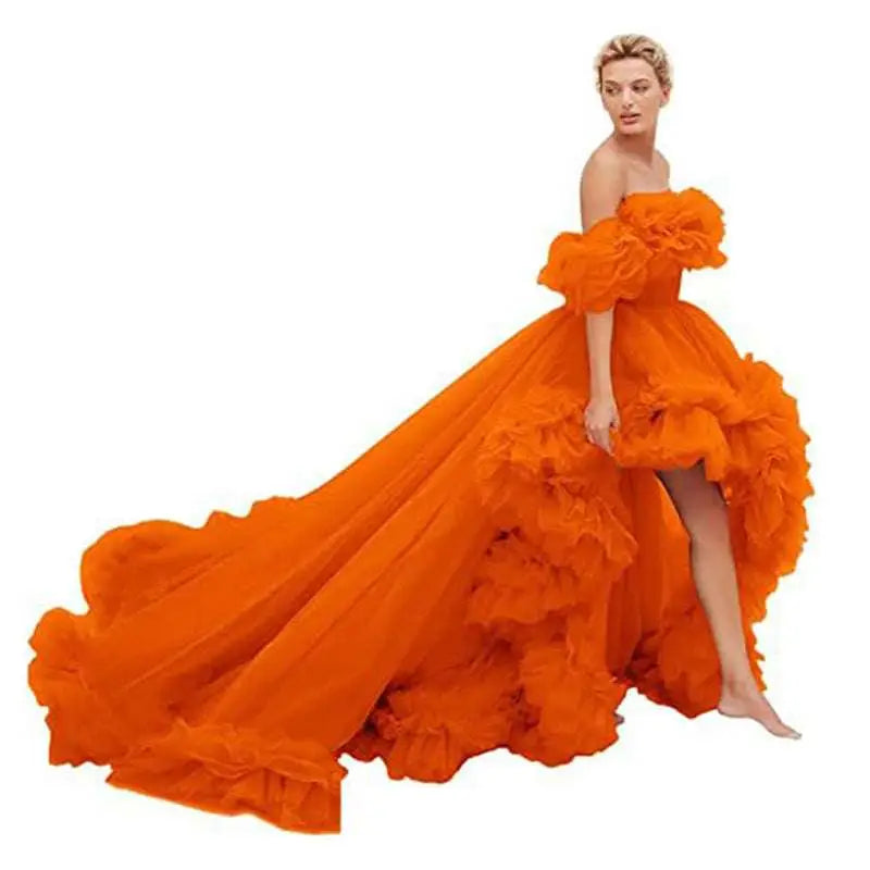Orange Luxury Women’s Fashion High Low Gown