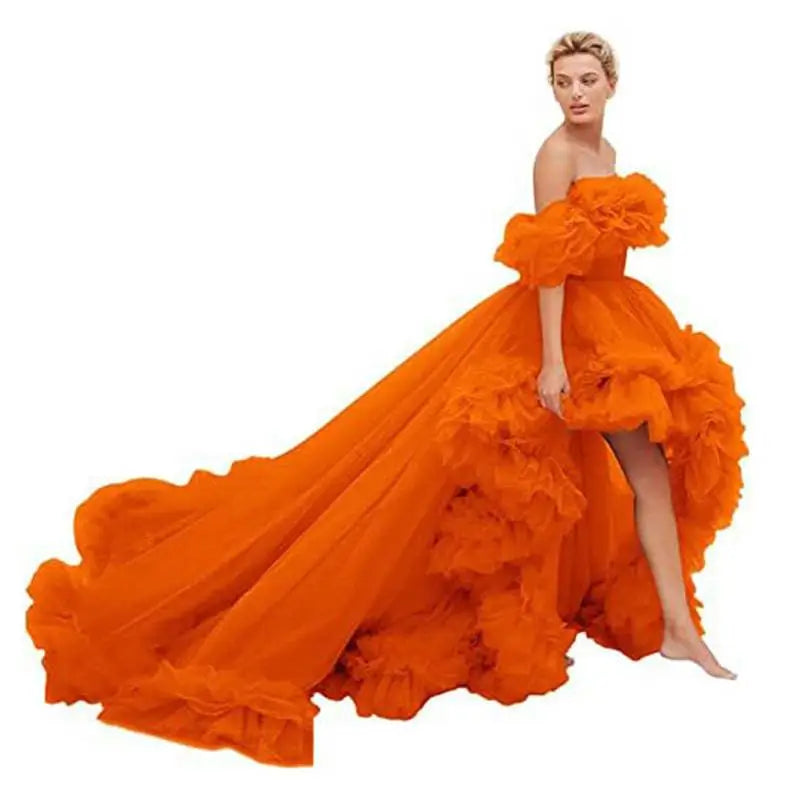 Orange Luxury Women’s Fashion High Low Gown