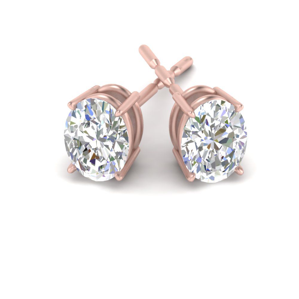 Classic Four Prong Oval Diamond Solitaire Stud Earrings [IGI Certified]