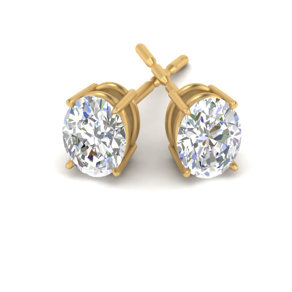 Classic Four Prong Oval Diamond Solitaire Stud Earrings [IGI Certified]