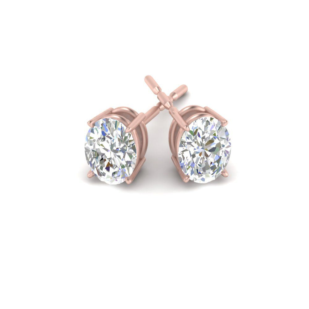 Classic Four Prong Oval Diamond Solitaire Stud Earrings [IGI Certified]