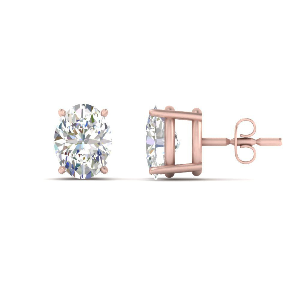 Classic Four Prong Oval Diamond Solitaire Stud Earrings [IGI Certified]