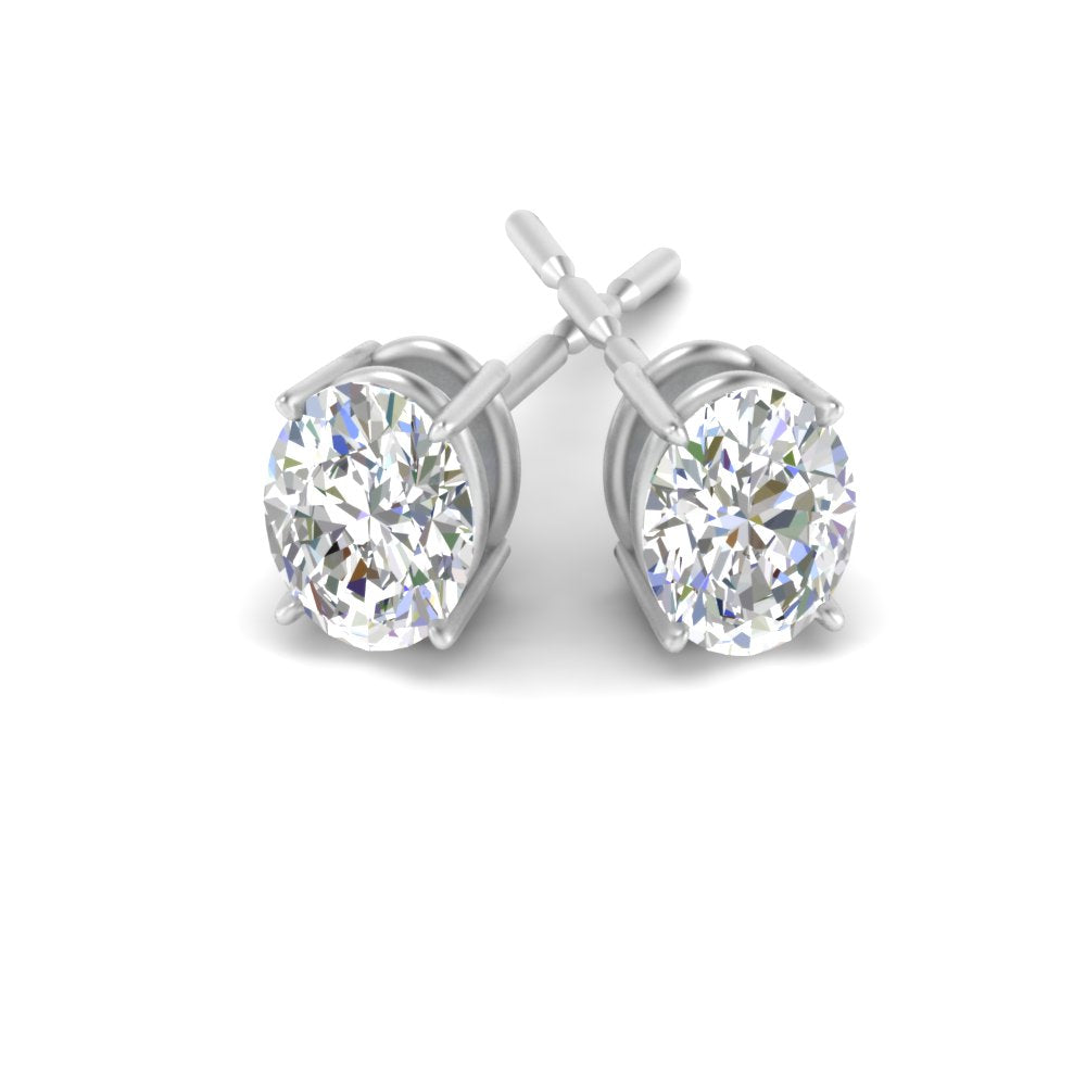 Classic Four Prong Oval Diamond Solitaire Stud Earrings [IGI Certified]