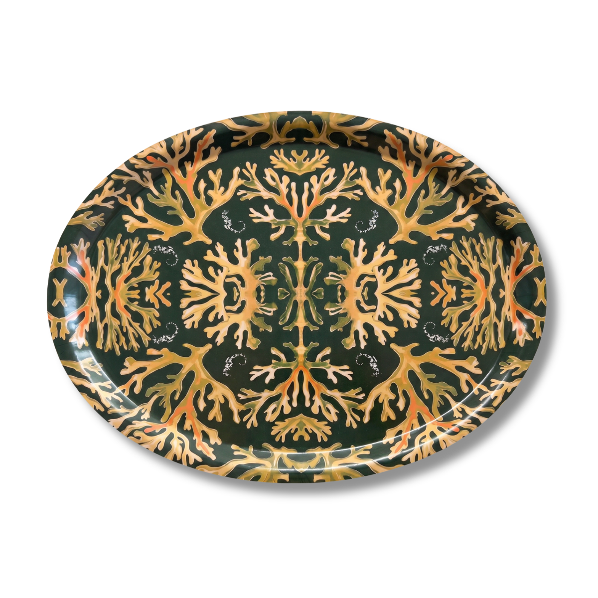 Coral Seahorses Birchwood Decorative Tray - Oval