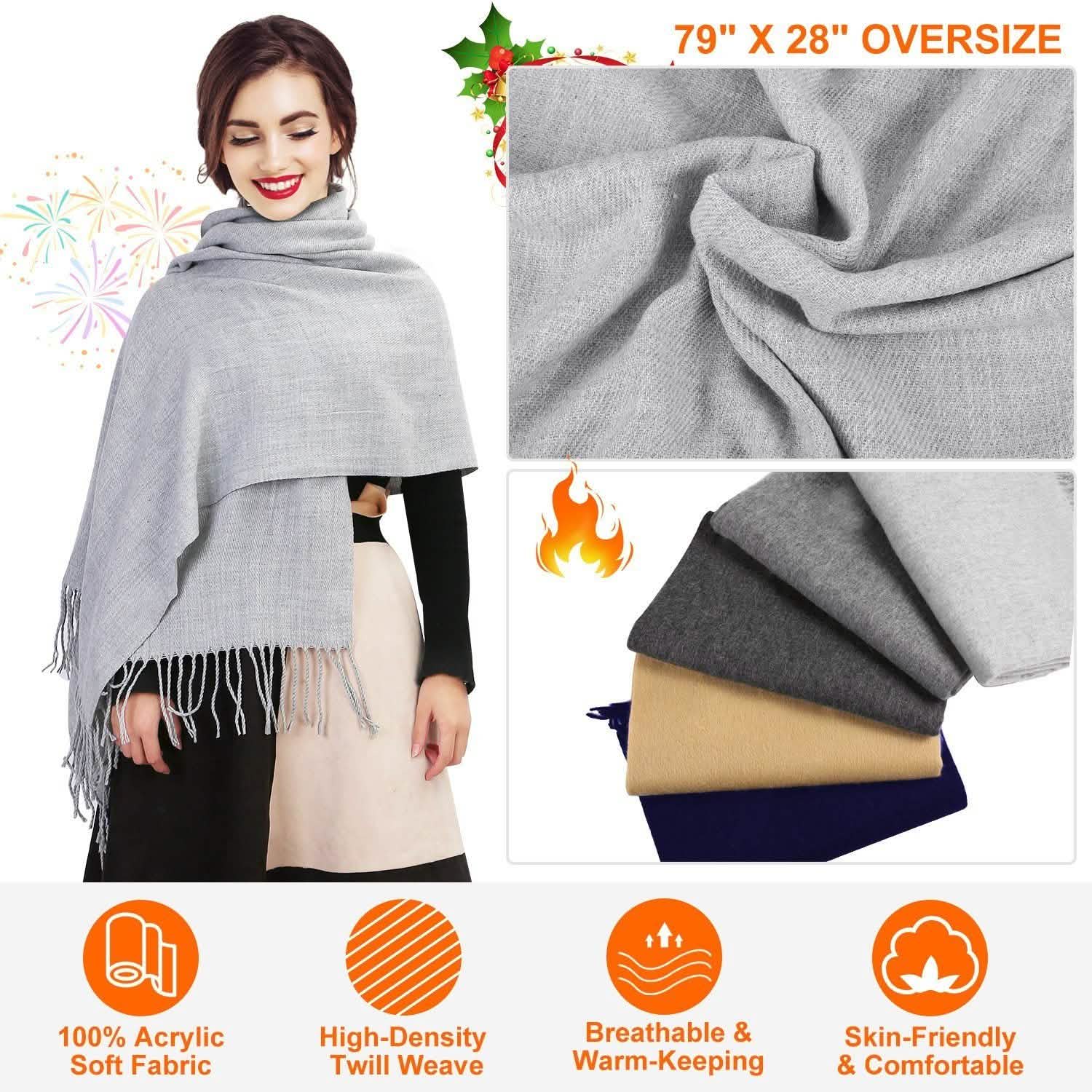 Oversize Cashmere Wool Shawl Wrap Blanket - Overture Gifts