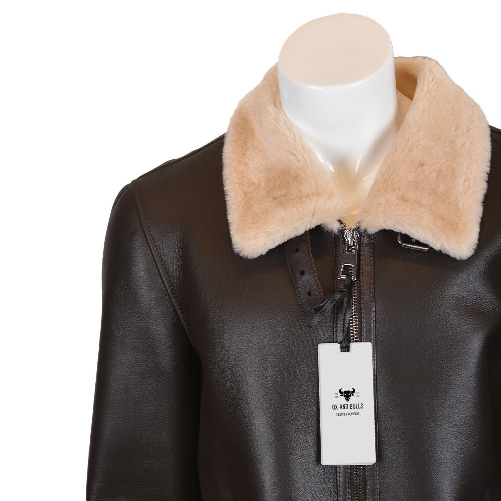 Ox and Bulls Handmade B3 Aviation Synthetic Fur Bomber Jacket Leather Coat - Overture Gifts