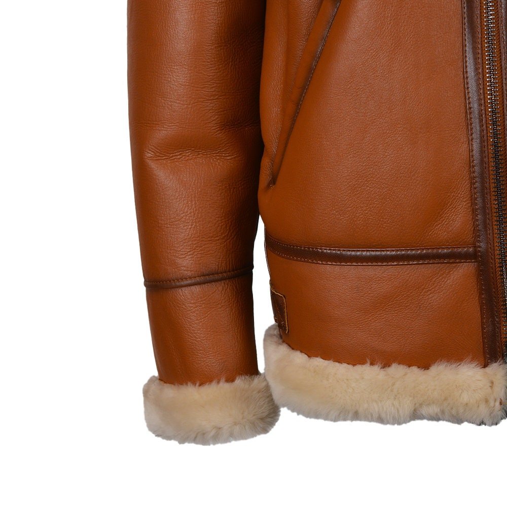 Ox and Bulls Handmade Brown Fur Bomber Jacket Leather Coat - Overture Gifts