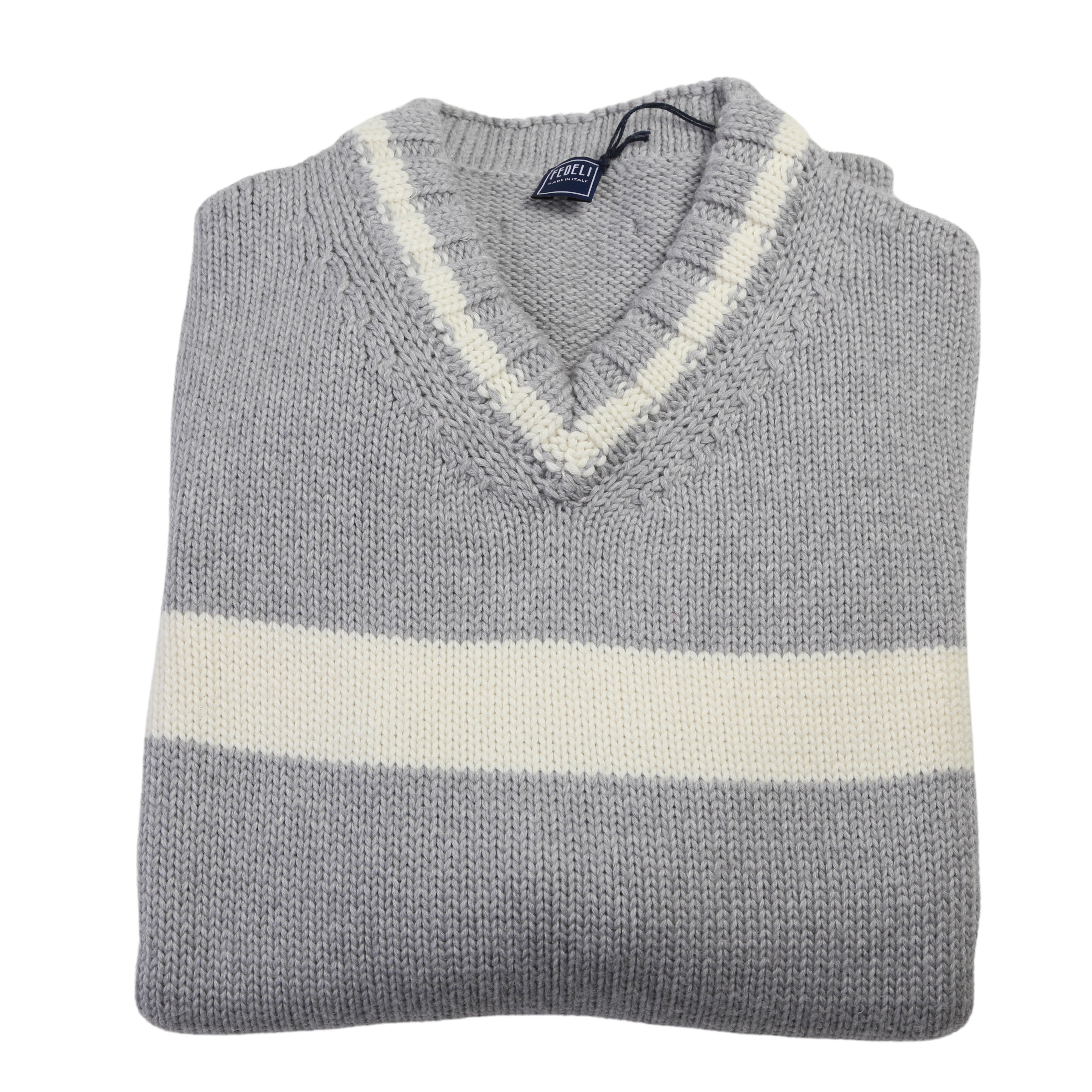 Fedeli Virgin Wool V-Neck Knit Sweater