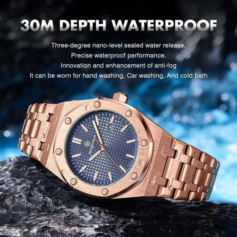 PAAZOMU High Quality Original Men Clock Waterproof Luminous Date Luxury Man Watch Stainless Steel Quartz Men's Watches Male+Box - Overture Gifts