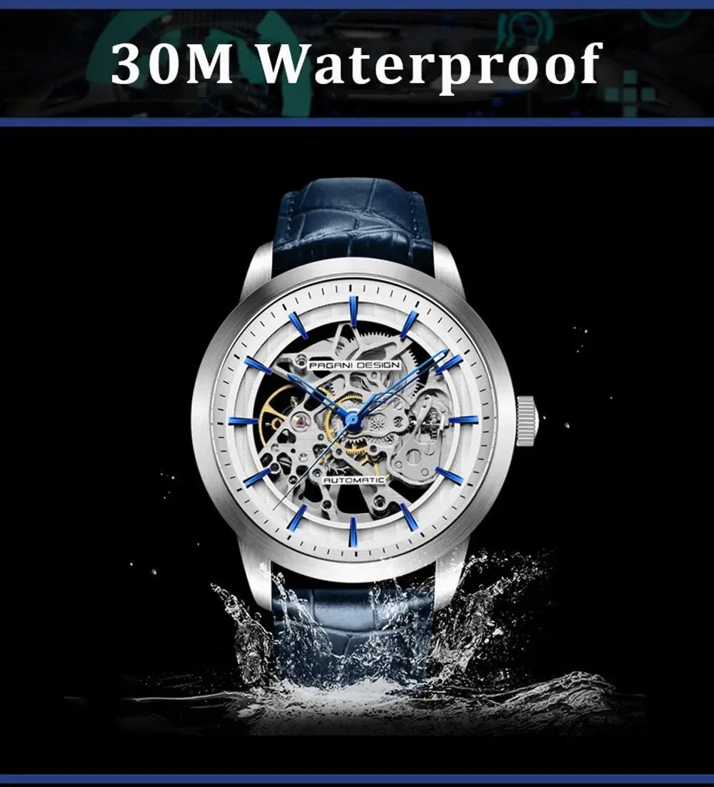PAGANI DESIGN Business Man Watch Luxury Skeleton Hollow Leather Men's Wristwatch New Mechanical Male Clock Relogio Masculino - Overture Gifts