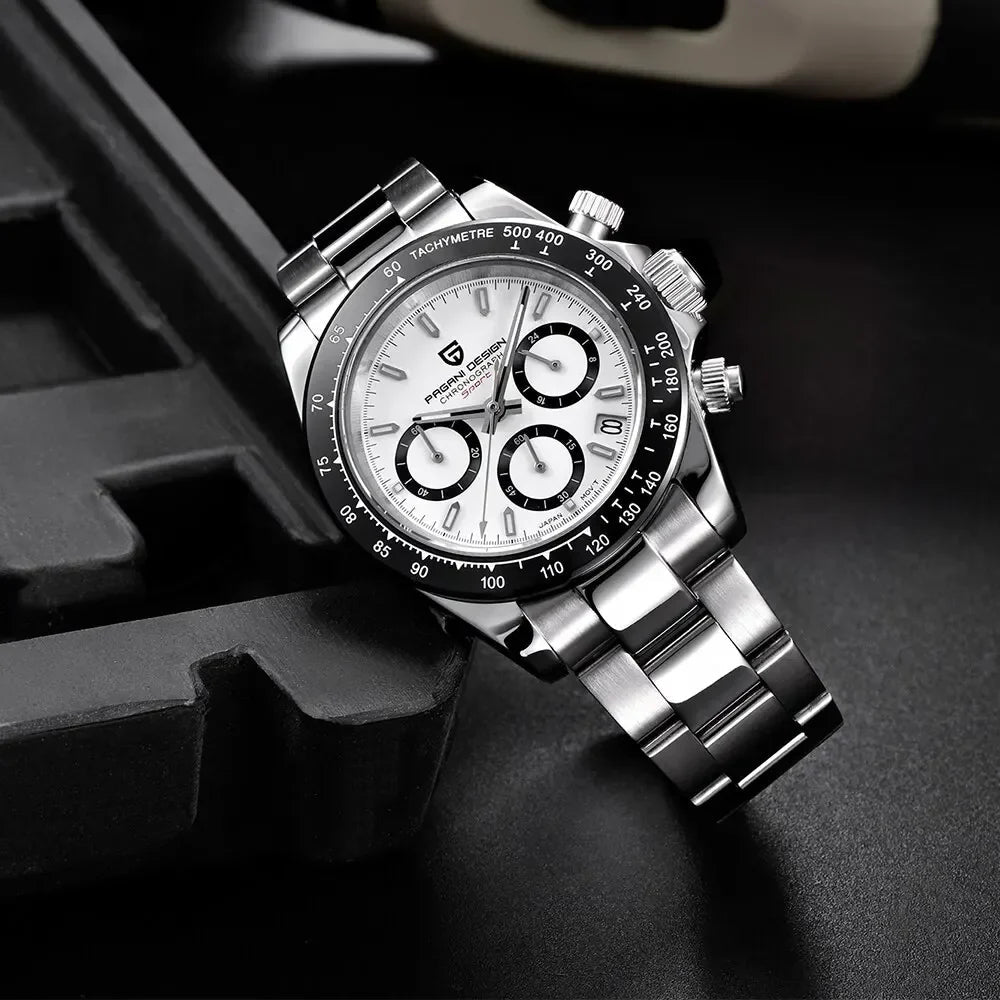 PAGANI DESIGN New Ceramic Bezel Men Quartz Wristwatches Luxurys Sapphire Glass Chronograph 100m Waterproof Stainless Watches Men - Overture Gifts