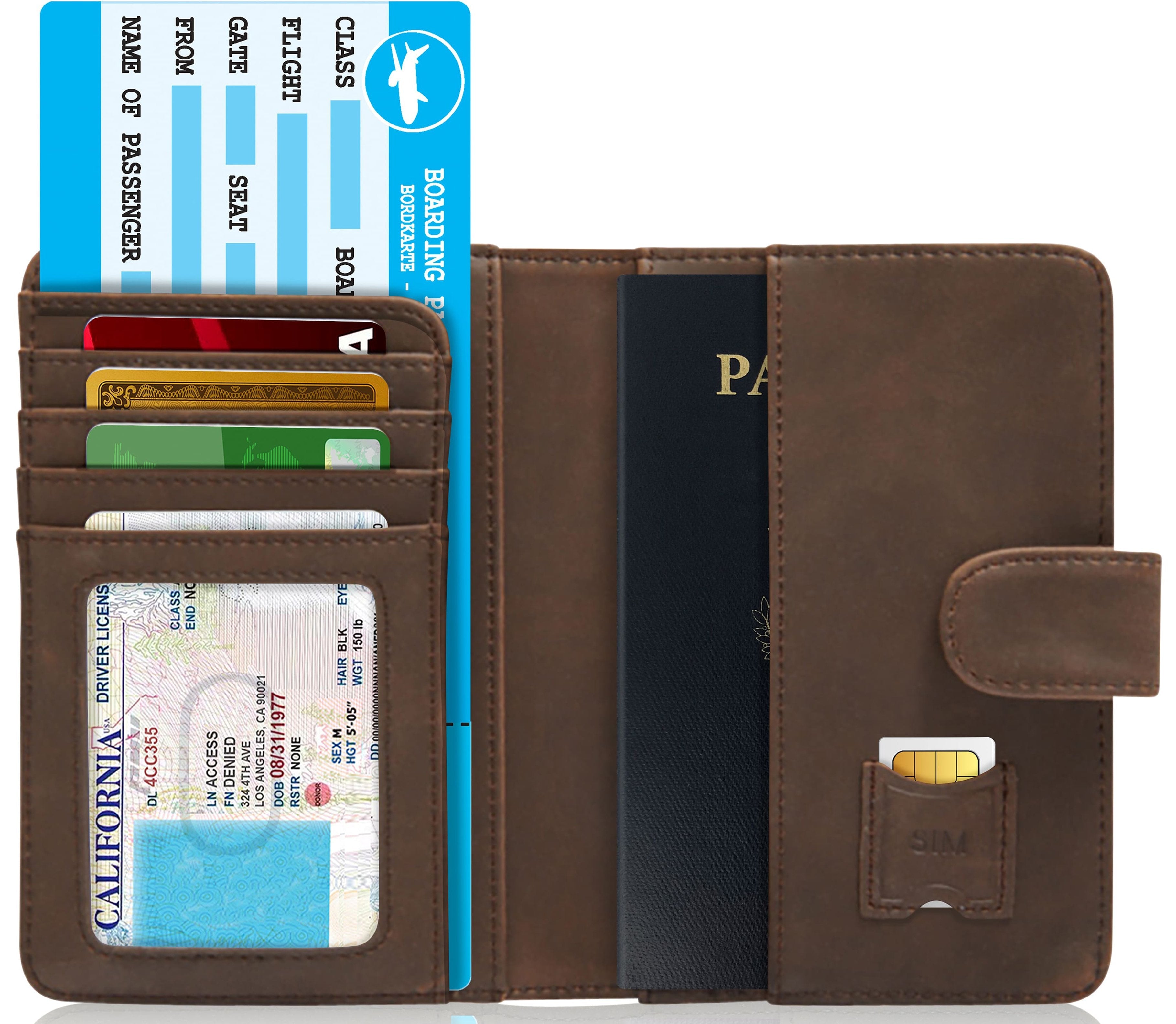 Vegan Leather Passport Holder – Travel Organizer with Snap Closure