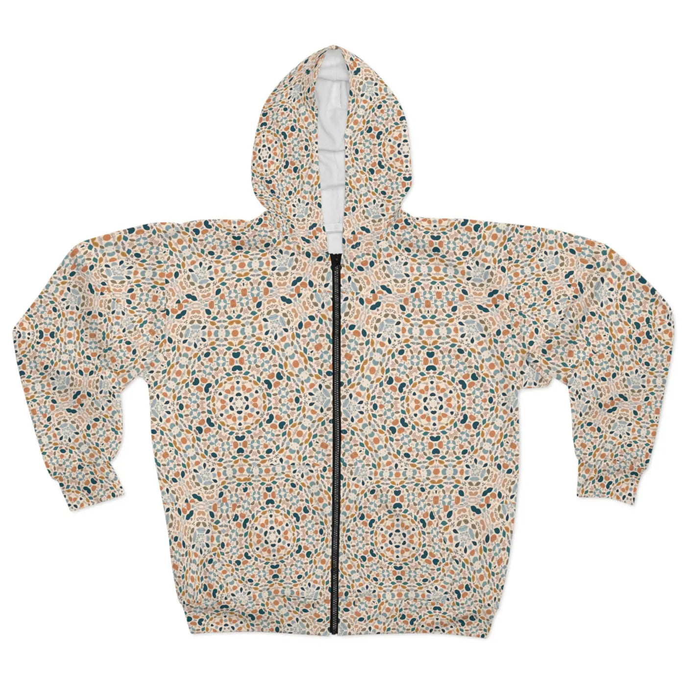 Pastel Geometrical Zip Hoodie – Custom Cut - Dipaliz