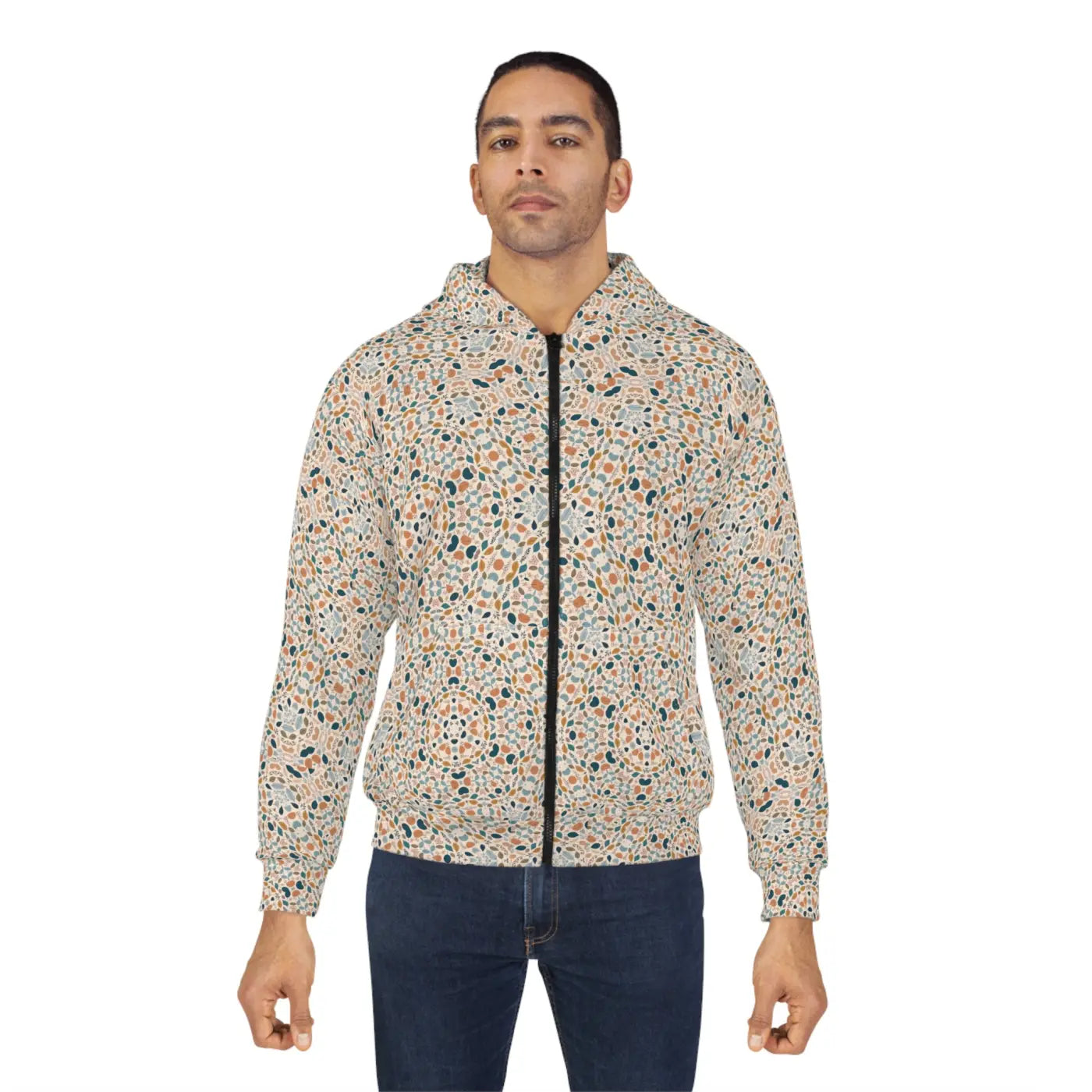 Pastel Geometrical Zip Hoodie – Custom Cut - Dipaliz