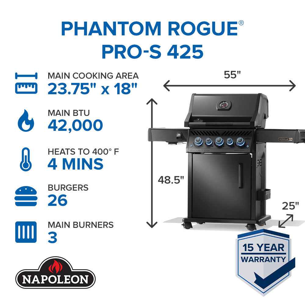 Patio Elegance Gas Grill Phantom Rogue PRO‑S 425 RSIB with Infrared Side and Rear Burners - Overture Gifts
