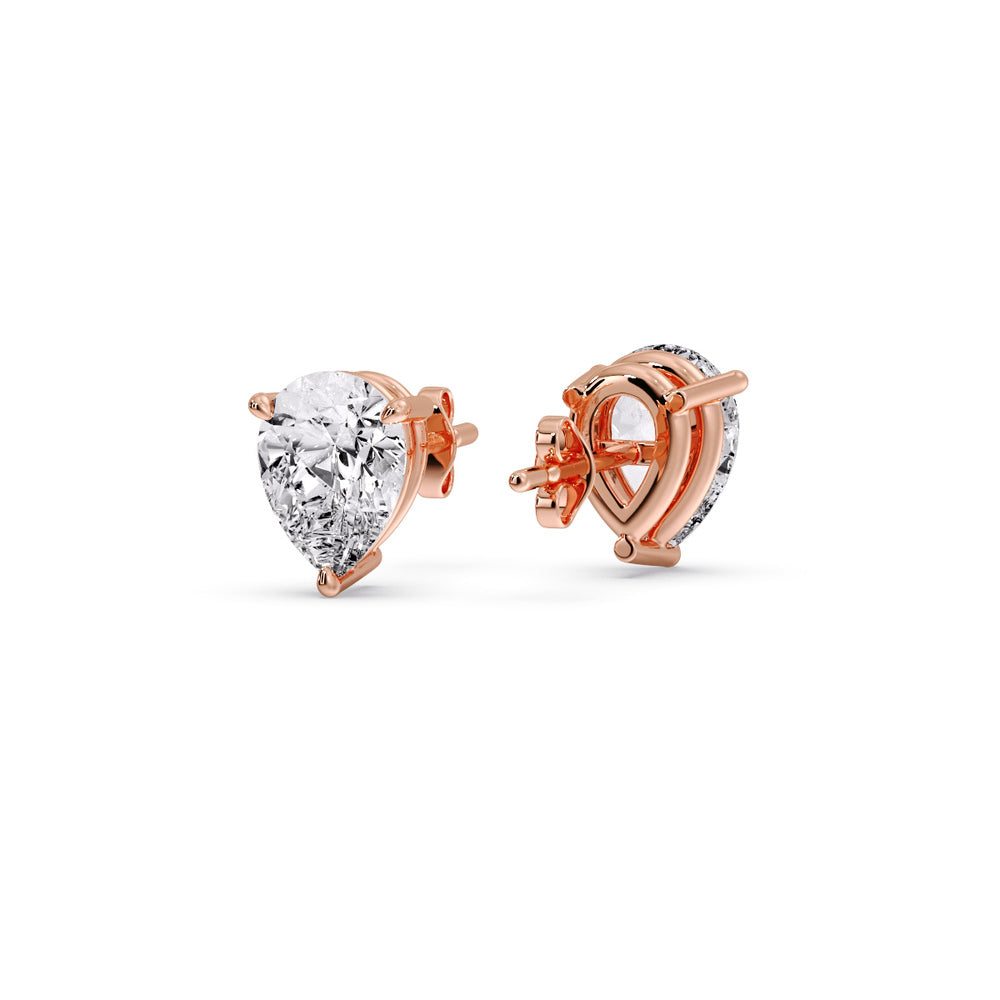 Three-Prong Pear Diamond Solitaire Stud Earrings [IGI Certified]