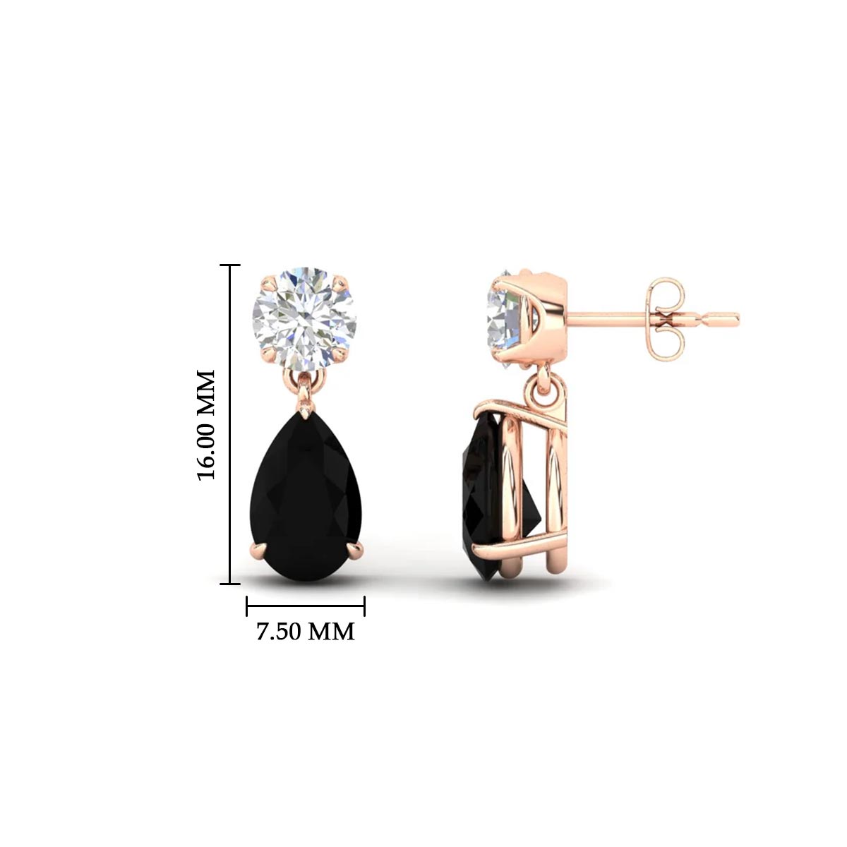 Round And Pear Drop Stud Earrings
