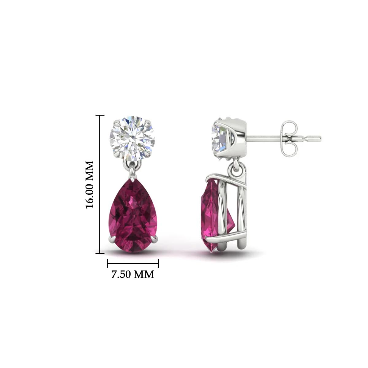 Round And Pear Drop Stud Earrings