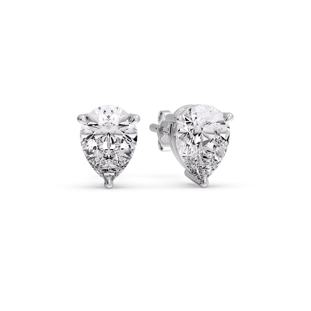 Three-Prong Pear Diamond Solitaire Stud Earrings [IGI Certified]