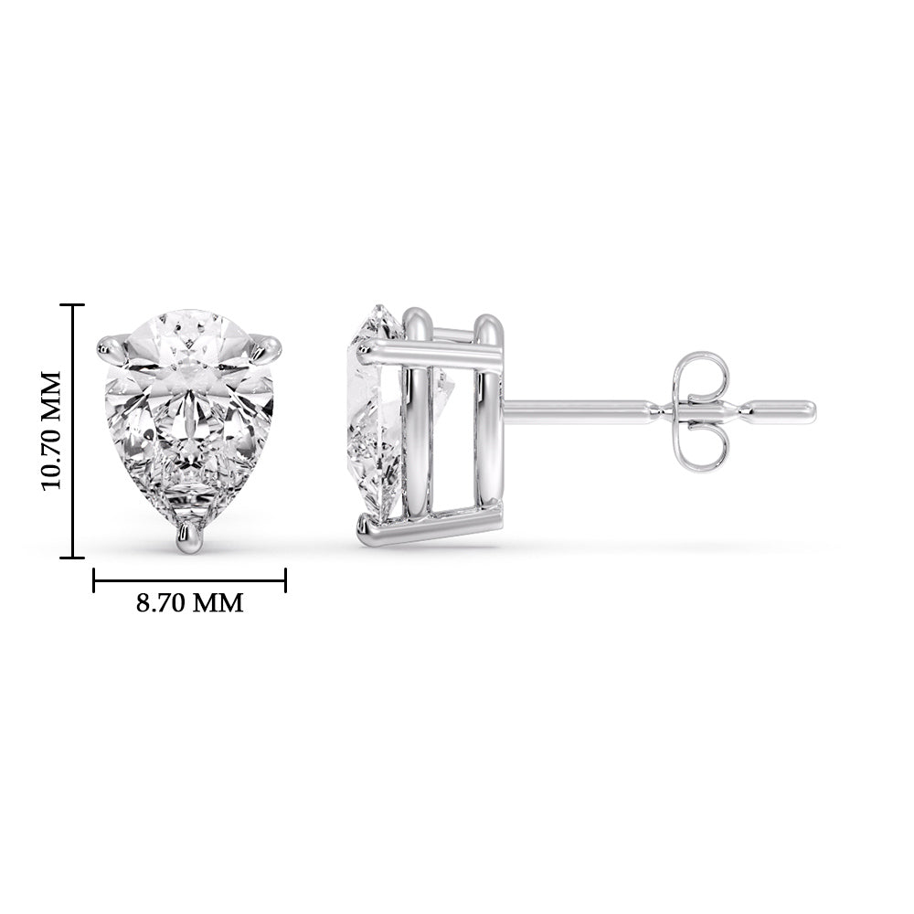 Three-Prong Pear Diamond Solitaire Stud Earrings [IGI Certified]