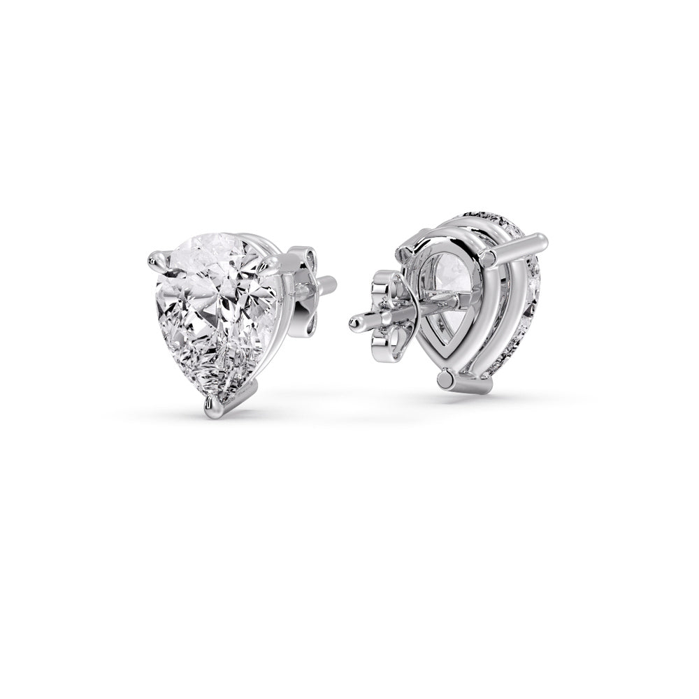 Three-Prong Pear Diamond Solitaire Stud Earrings [IGI Certified]