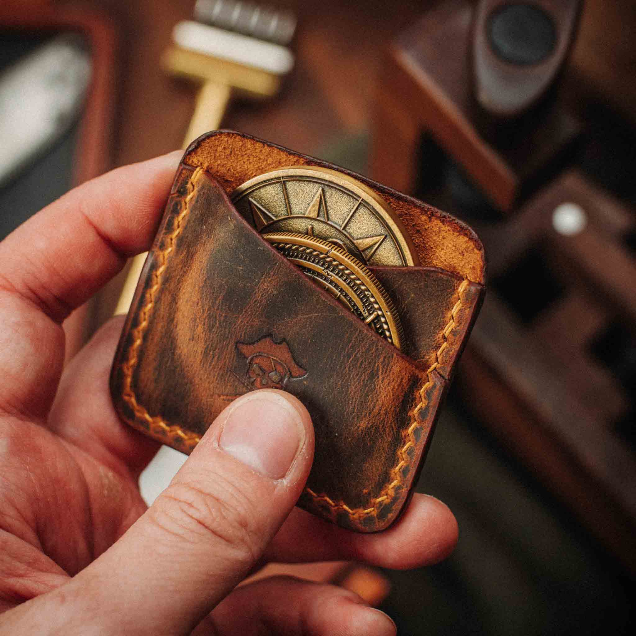 Peso Pocket Duo – Leather Holder for Two Coins | Pirate Goods - Overture Gifts