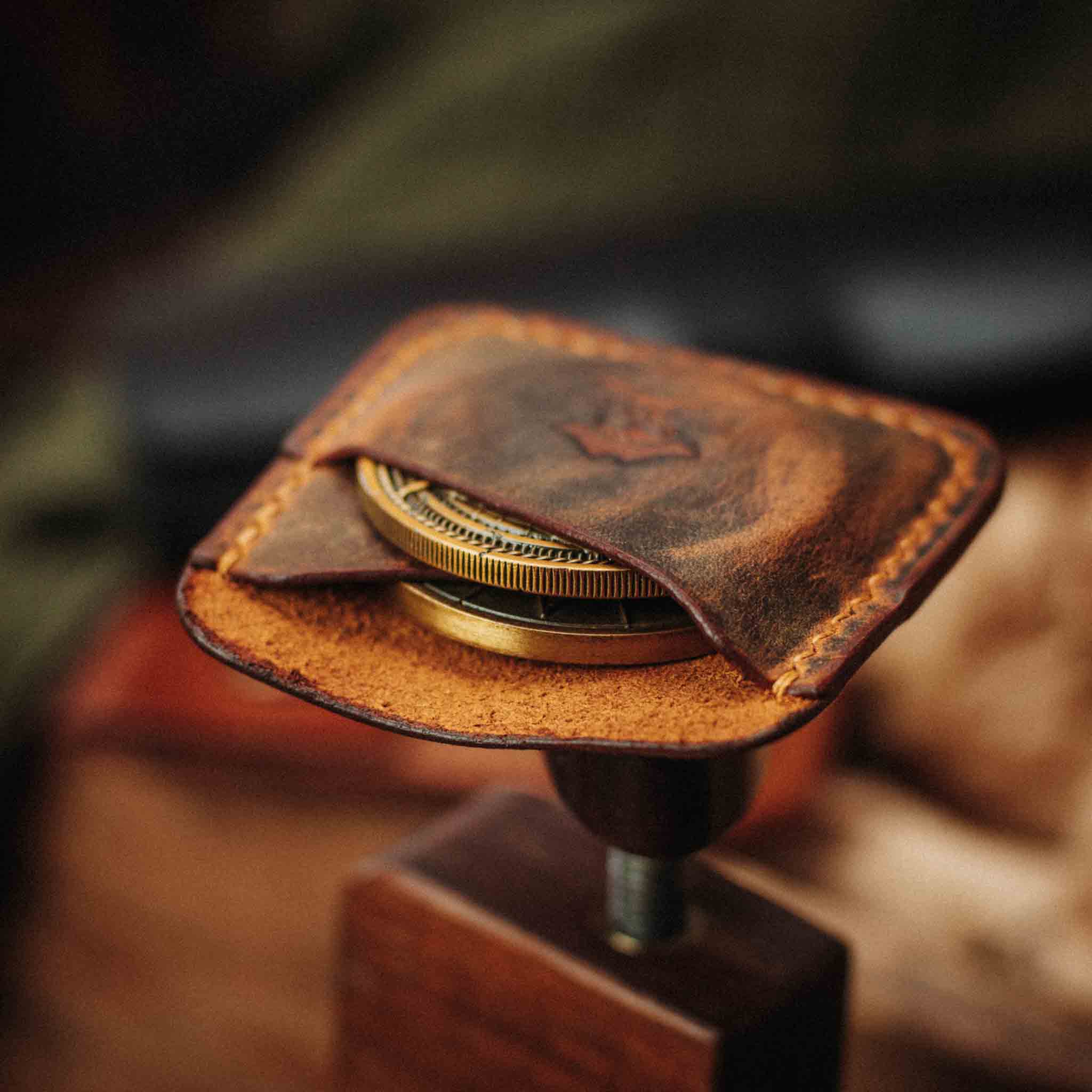 Peso Pocket Duo – Leather Holder for Two Coins | Pirate Goods - Overture Gifts
