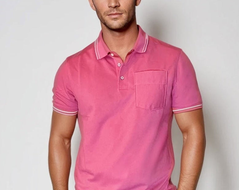 Pocket Polo Shirt - Pink  - Men