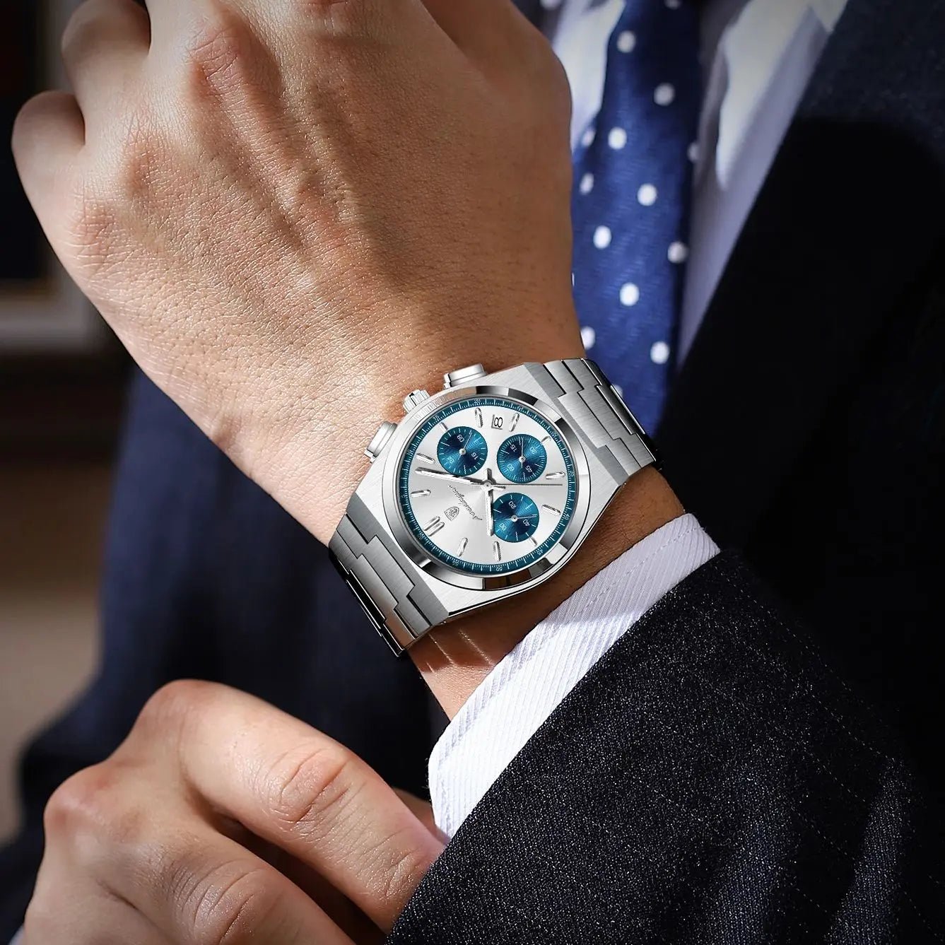 POEDAGAR Luxury Man Watch Chronograph Date Stainless Steel Sport Men Wristwatch Waterproof Luminous Fashion Quartz Men's Watches - Overture Gifts