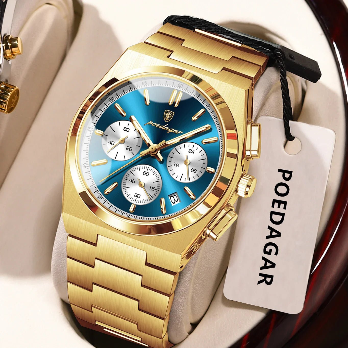 POEDAGAR Luxury Man Watch Chronograph Date Stainless Steel Sport Men Wristwatch Waterproof Luminous Fashion Quartz Men's Watches - Overture Gifts