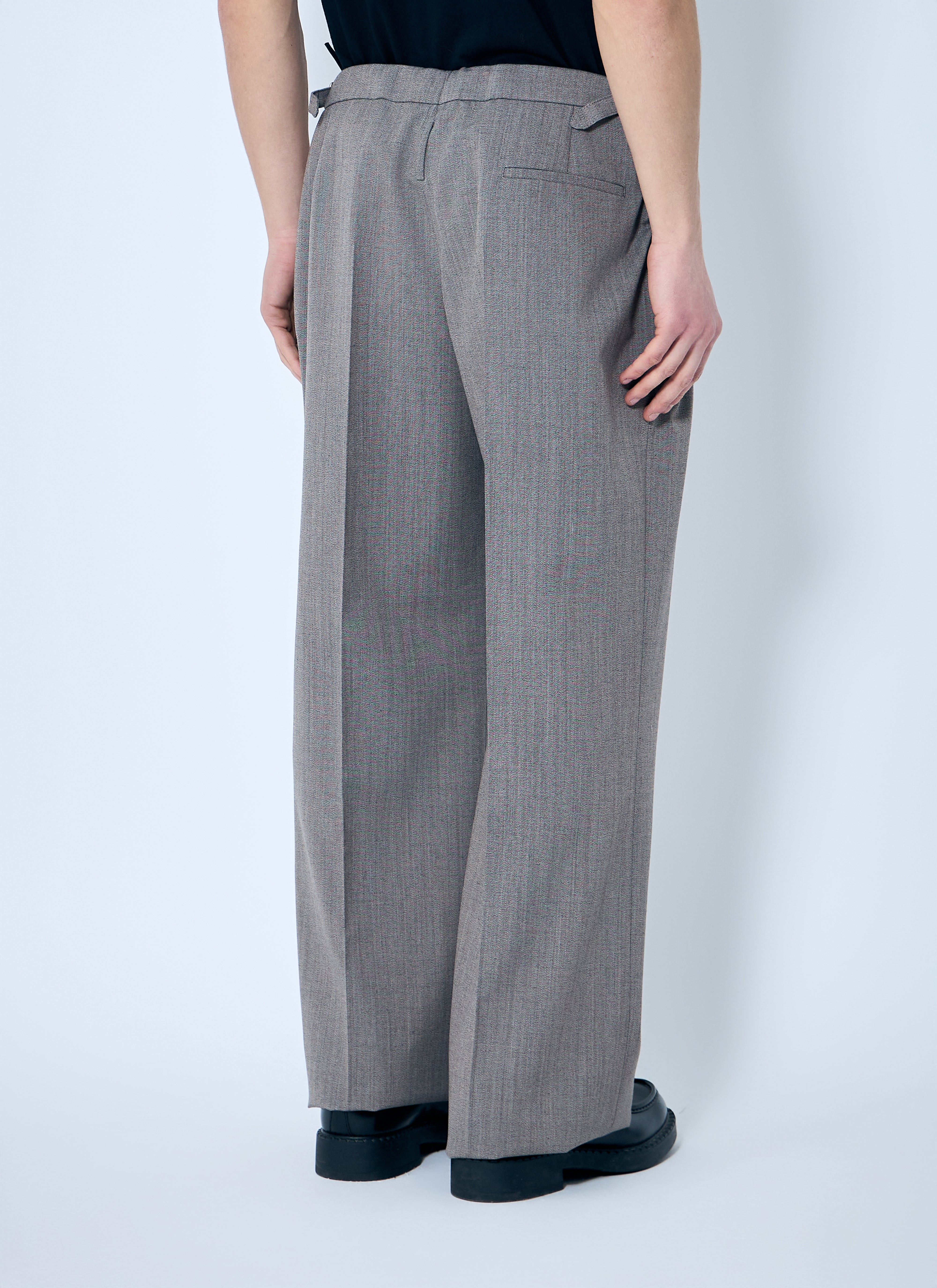 Prada Men Belted Tailored Wool-Blend Pants