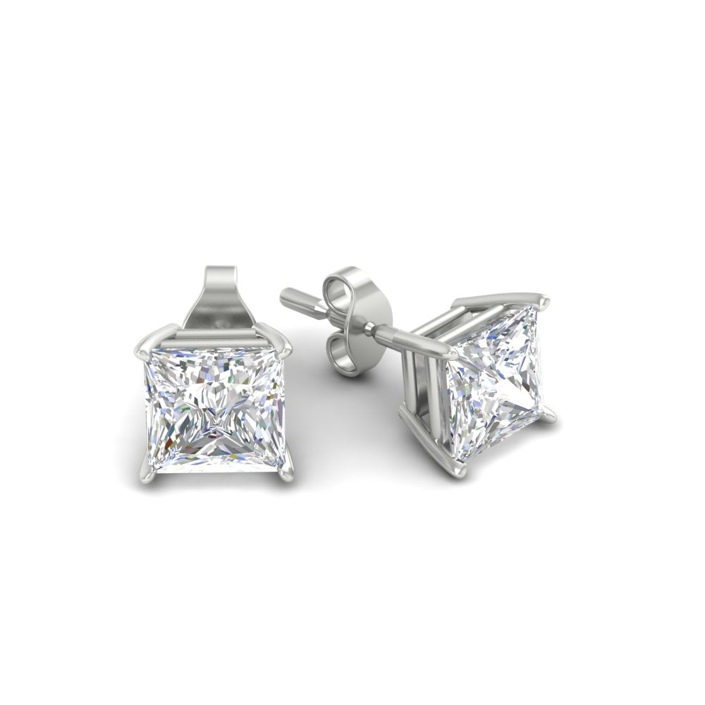 Princess-Cut Diamond Solitaire Stud Earrings [IGI Certified]