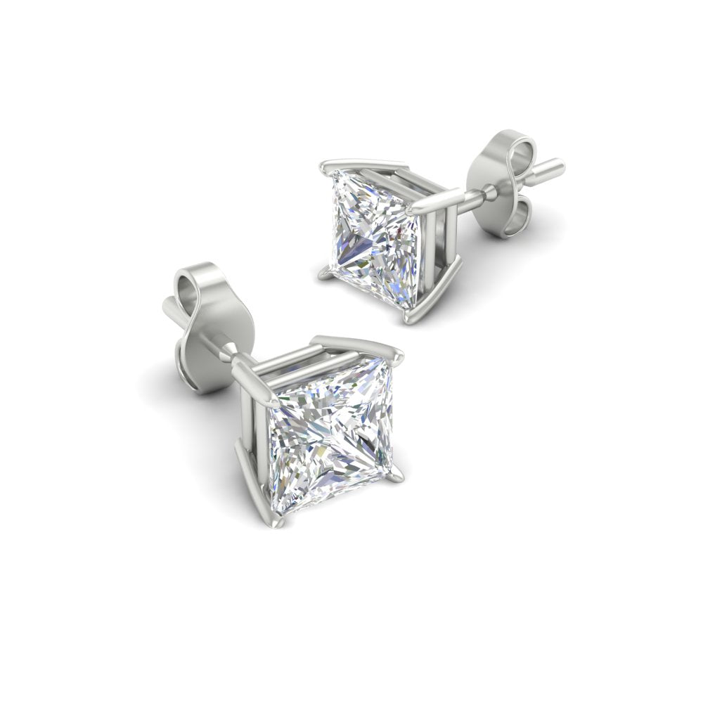 Princess-Cut Diamond Solitaire Stud Earrings [IGI Certified]