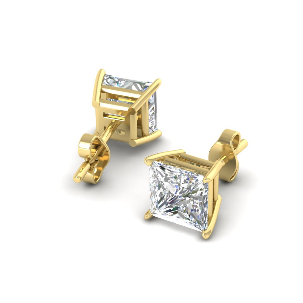 Princess-Cut Diamond Solitaire Stud Earrings [IGI Certified]