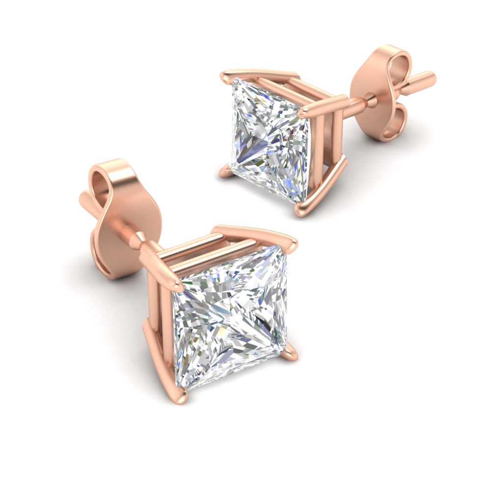Princess-Cut Diamond Solitaire Stud Earrings [IGI Certified]