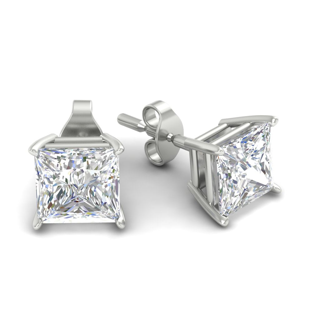 Princess-Cut Diamond Solitaire Stud Earrings [IGI Certified]