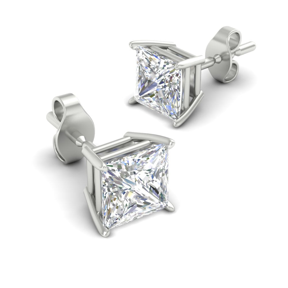 Princess-Cut Diamond Solitaire Stud Earrings [IGI Certified]