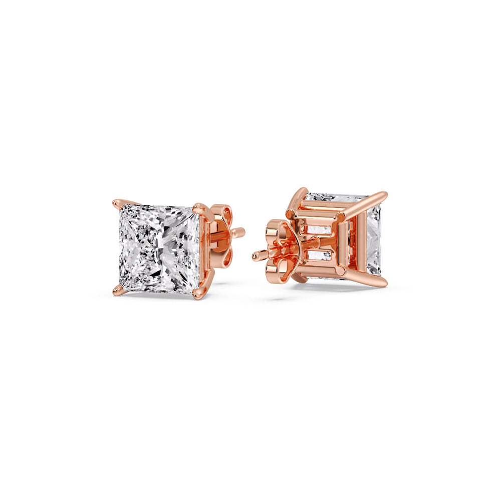 Princess-Cut Diamond Solitaire Stud Earrings [IGI Certified]