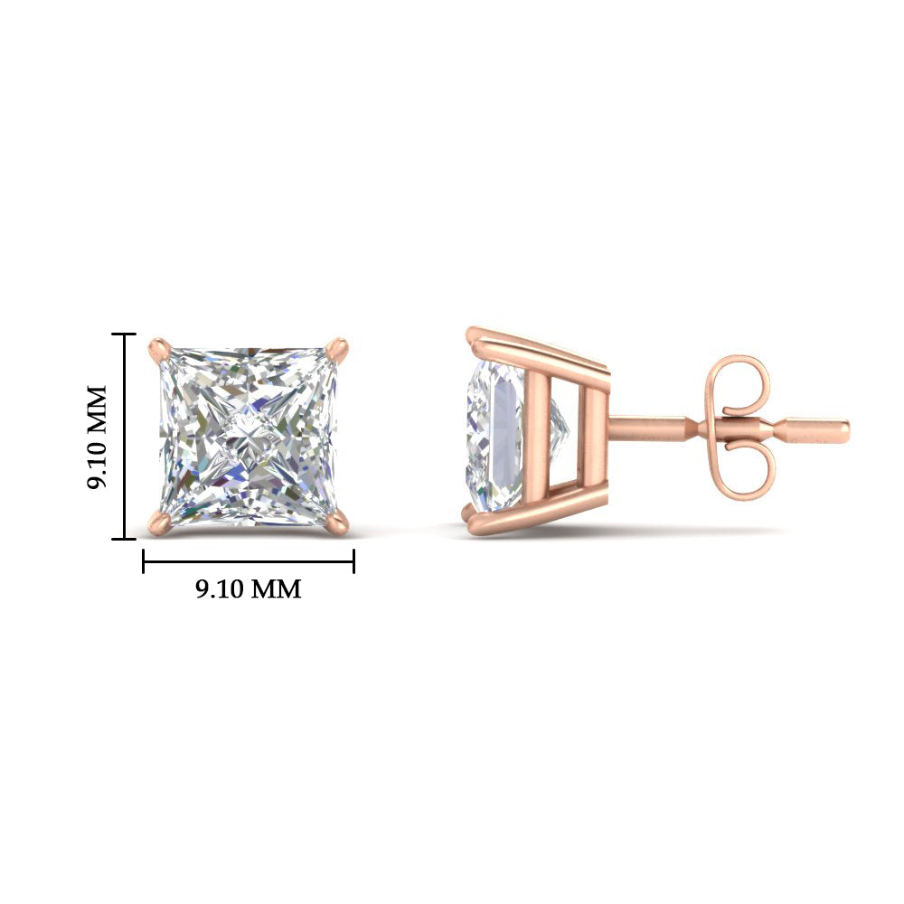 Princess-Cut Diamond Solitaire Stud Earrings [IGI Certified]