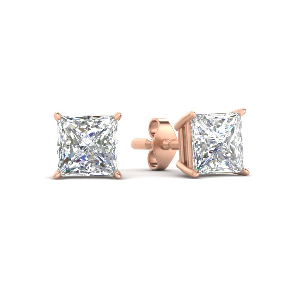 Princess-Cut Diamond Solitaire Stud Earrings [IGI Certified]