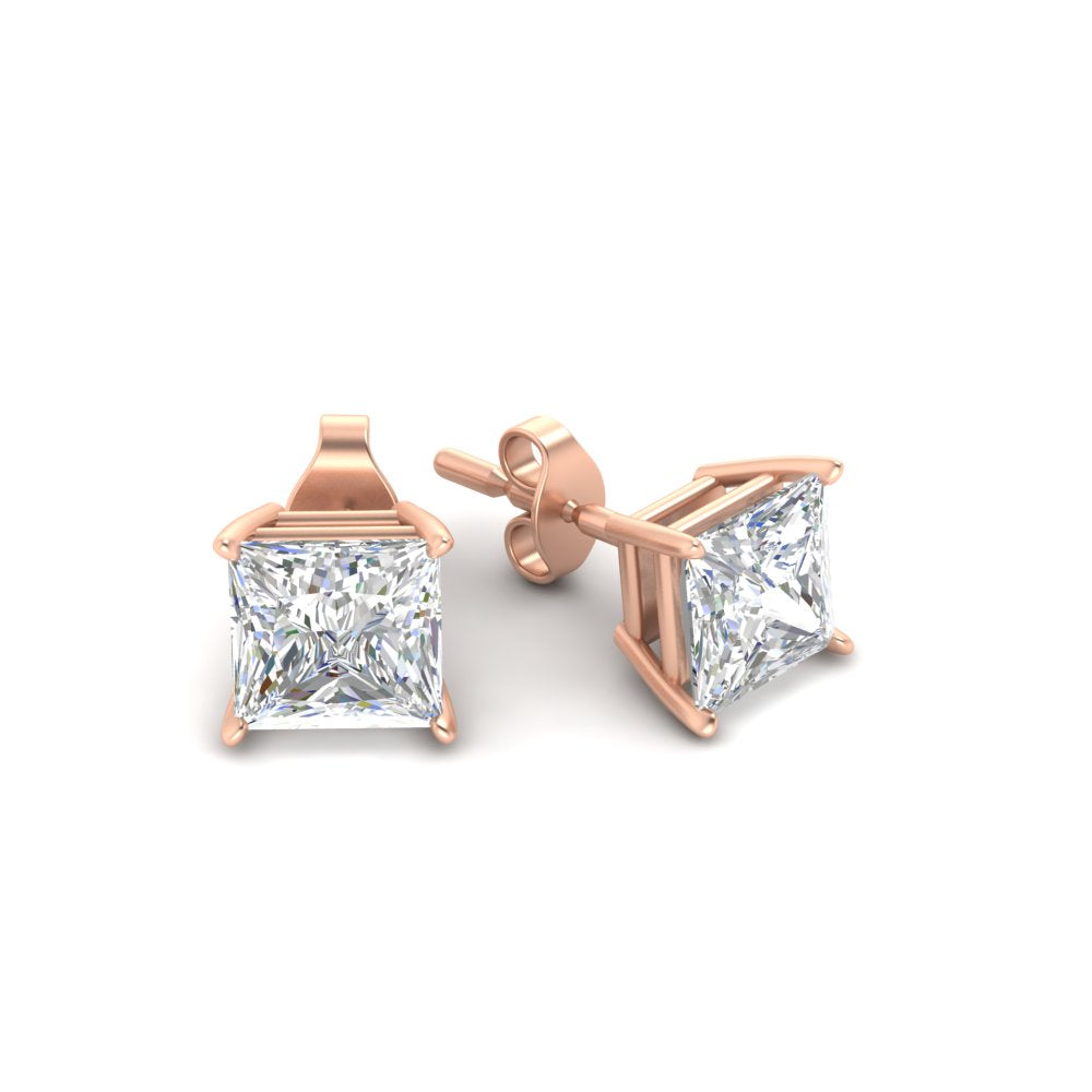 Princess-Cut Diamond Solitaire Stud Earrings [IGI Certified]