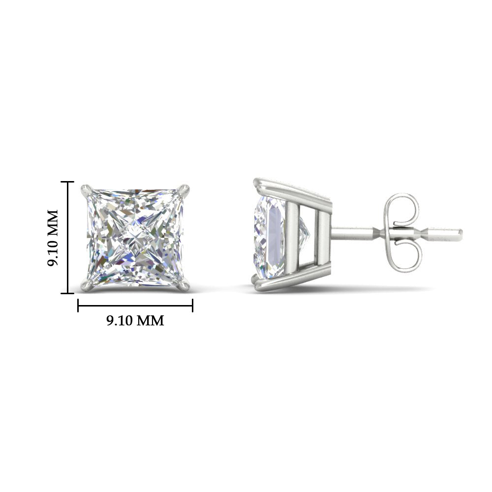 Princess-Cut Diamond Solitaire Stud Earrings [IGI Certified]
