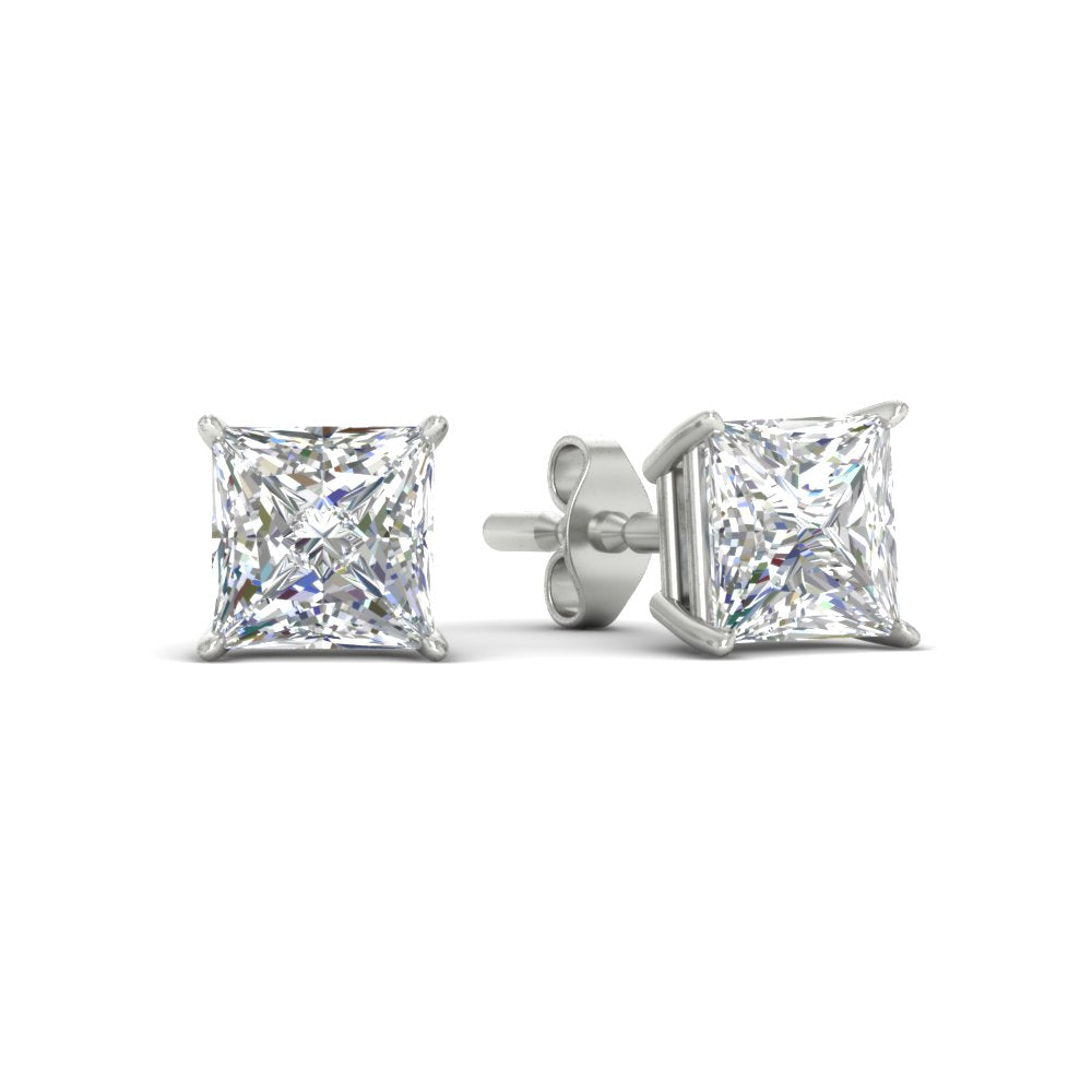 Princess-Cut Diamond Solitaire Stud Earrings [IGI Certified]