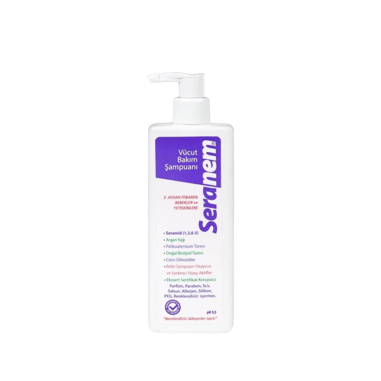 Seranem Moisturizing Body Wash Shampoo: Gentle & Hydrating Cleanser for Face & Body - Perfect for Sensitive Skin & Kids (9.3 fl oz)
