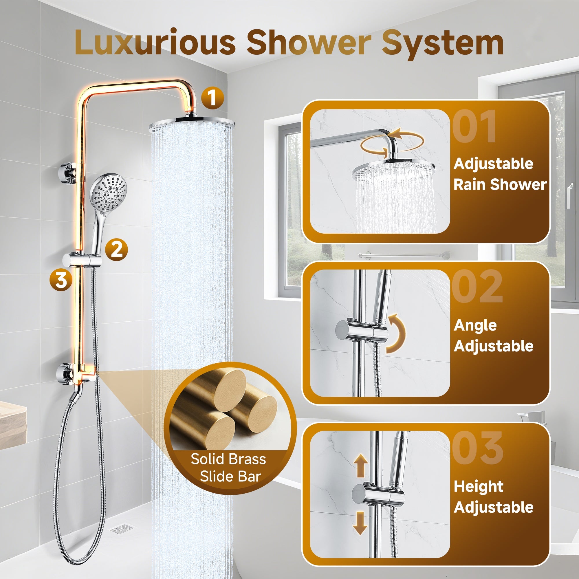 Shower System With Rain shower and Handheld Shower head,Hose