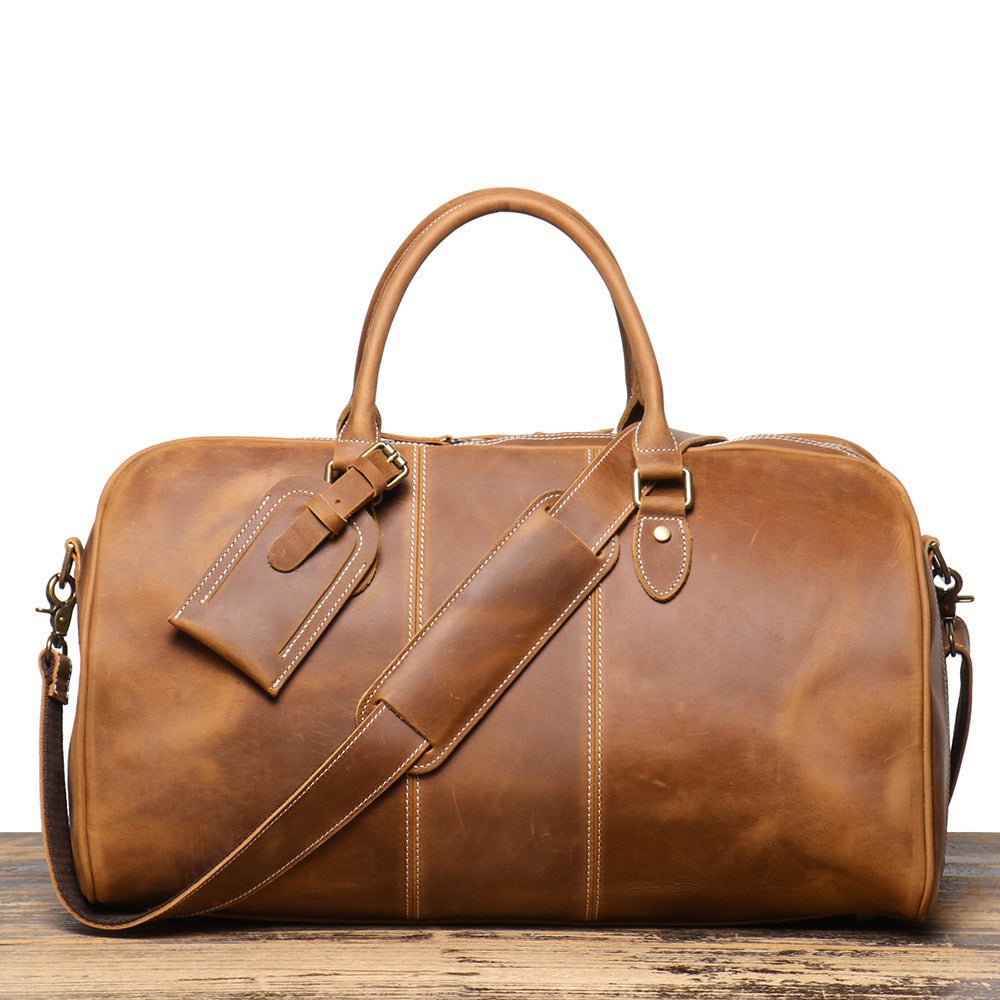 Retro New Men's Genuine Leather Portable Travel Bag - Overture Gifts